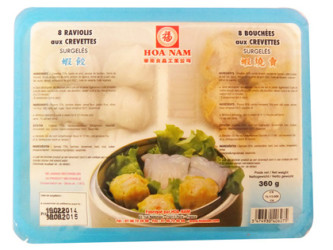 8 RAVIOLIS AUX CREVETTE ET 8 BOUCHEES AUX CREVETTES 